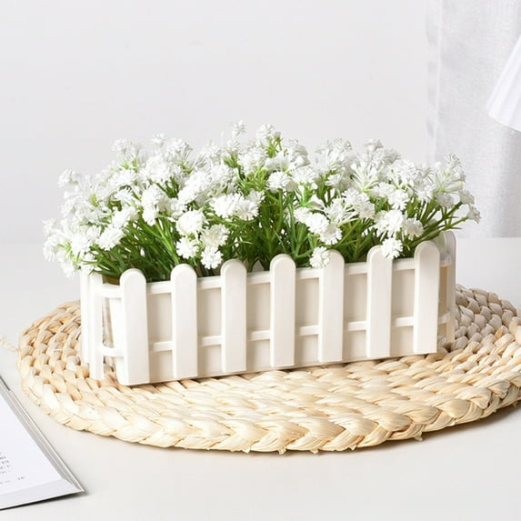 Artificial Fence Shaped Plant Pot, Modern Unique Flower Pots, Durable Funny Pot Decoration, Portable Flower Arrangement Fence Fence Ornaments for Home Office Table Decoration, 23x8.5x7cm