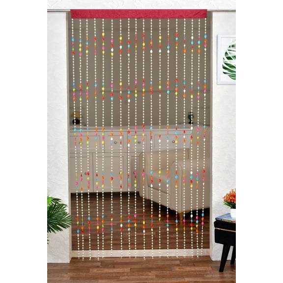 Artificial Fengsui Stylish Beads Door Hanging Curtain- 7 Feet Polyvinyl Chloride Curtain for Living Room, Home Decorations, Pooja Room, Room Divider (Pack of 1) Multicolor