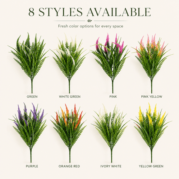 Artificial Ferns for Outdoors, UV Resistant Fake Greenery with Flower Spikes, 18.5 Inch Faux Fern Bushes for Garden Porch Window Box Decor -Hot Pink 1Pack