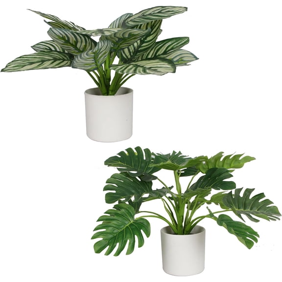 Artificial Ferns Potted Plants 2pcs Small Fake Plants for Home Decor Faux Indoor Potted Plants for Porch Office Desk Bathroom