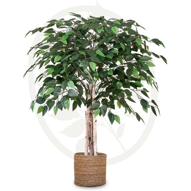 Artificial Ficus Tree 3.5FT Tall, Fake Tree with Natural Wood Trunk