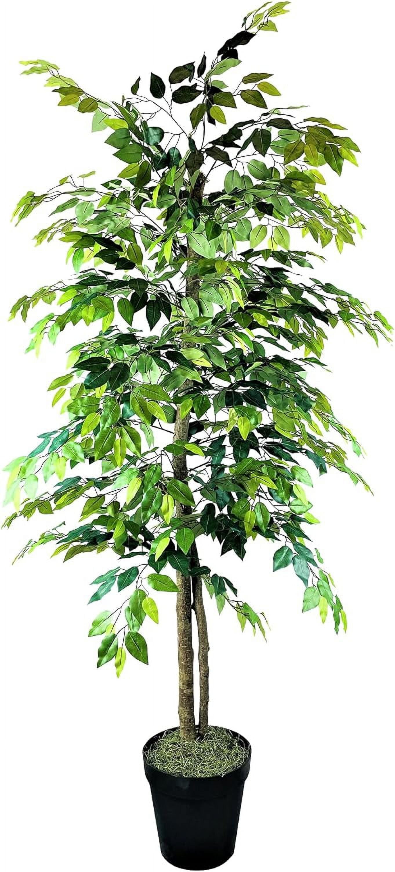 Artificial Ficus Tree 6FT Faux Indoor Floor Tree In Black Plastic