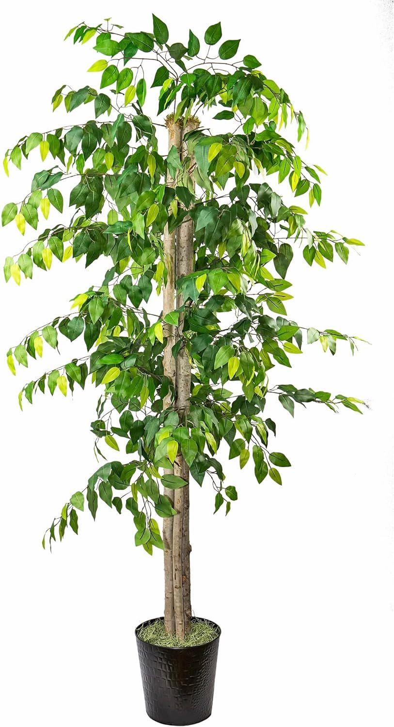 Artificial Ficus Tree 6FT Faux Indoor Tree In Decorative Metal Fake