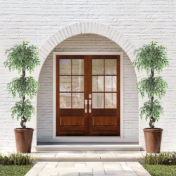 Artificial Ficus Tree for Home Decor, 4 ft Faux Floor Tree White Imitation Ceramic Planter, Lifelike Fake Ficus Tree with Pebbles & Green Fake Moss
