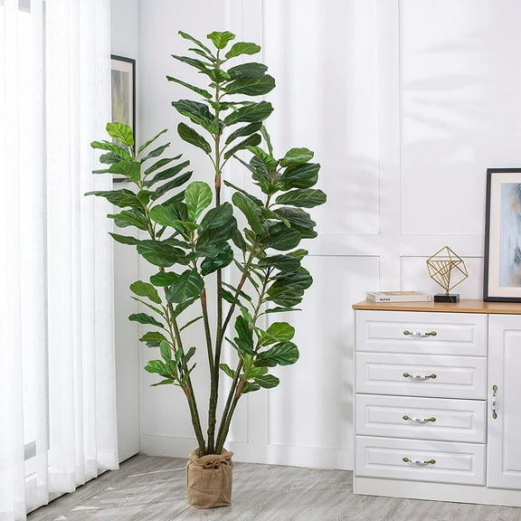 Artificial Fiddle Leaf Fig Plant in Planter (Set of 2)