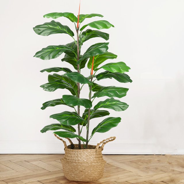 Artificial Fiddle Leaf Fig Tree, 39" Faux Ficus Lyrata Plant with Woven