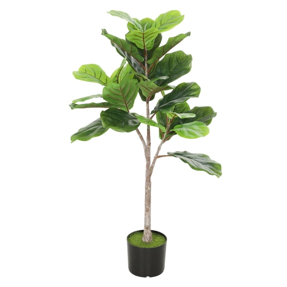 Artificial Fiddle Leaf Fig Tree 43", Potted Plant for Home Office Decor, Realistic Greenery, Flocked Soil, Bendable Branches, No Maintenance Indoor Plant