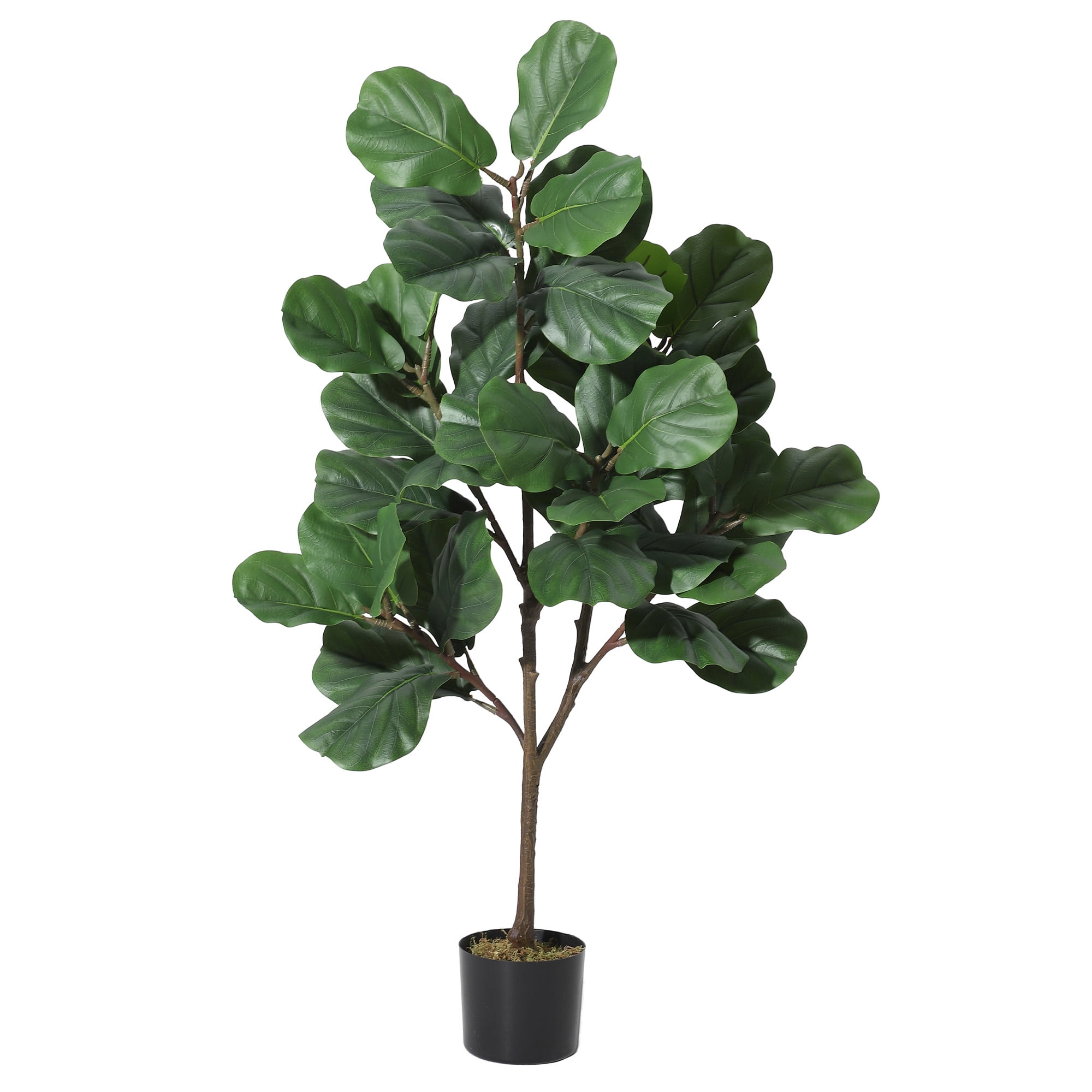 Artificial Fiddle Leaf Fig Tree 4FT Tall, Faux Ficus Lyrata Plant with Realistic Silk Leaves in Pot, Fake Floor Plant for Indoor Home Office Decor