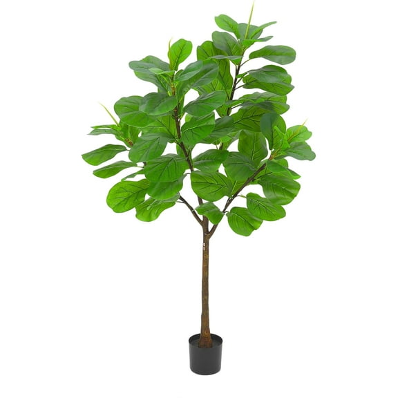 Artificial Fiddle Leaf Fig Tree 5.8ft Tall with 65 Decorative Leaves, Fake Fig Silk Tree in Pot, Artificial Tree in Plastic Pot for Home Office, Living Room, Corner Decor Indoor