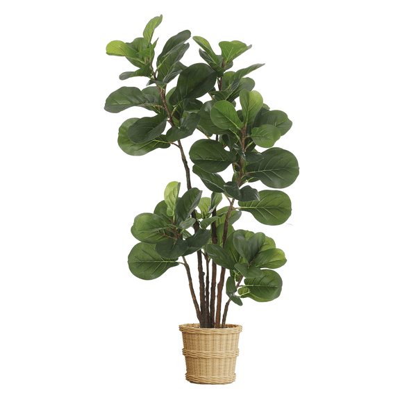 Artificial Fiddle Leaf Fig Tree, 5 FT Faux Ficus Lyrata Tree with 102 Decorative Fiddle Leaves, Artificial Trees with Strong Trunks, for Indoor Outdoor Living Room House Office Bedroom Decor