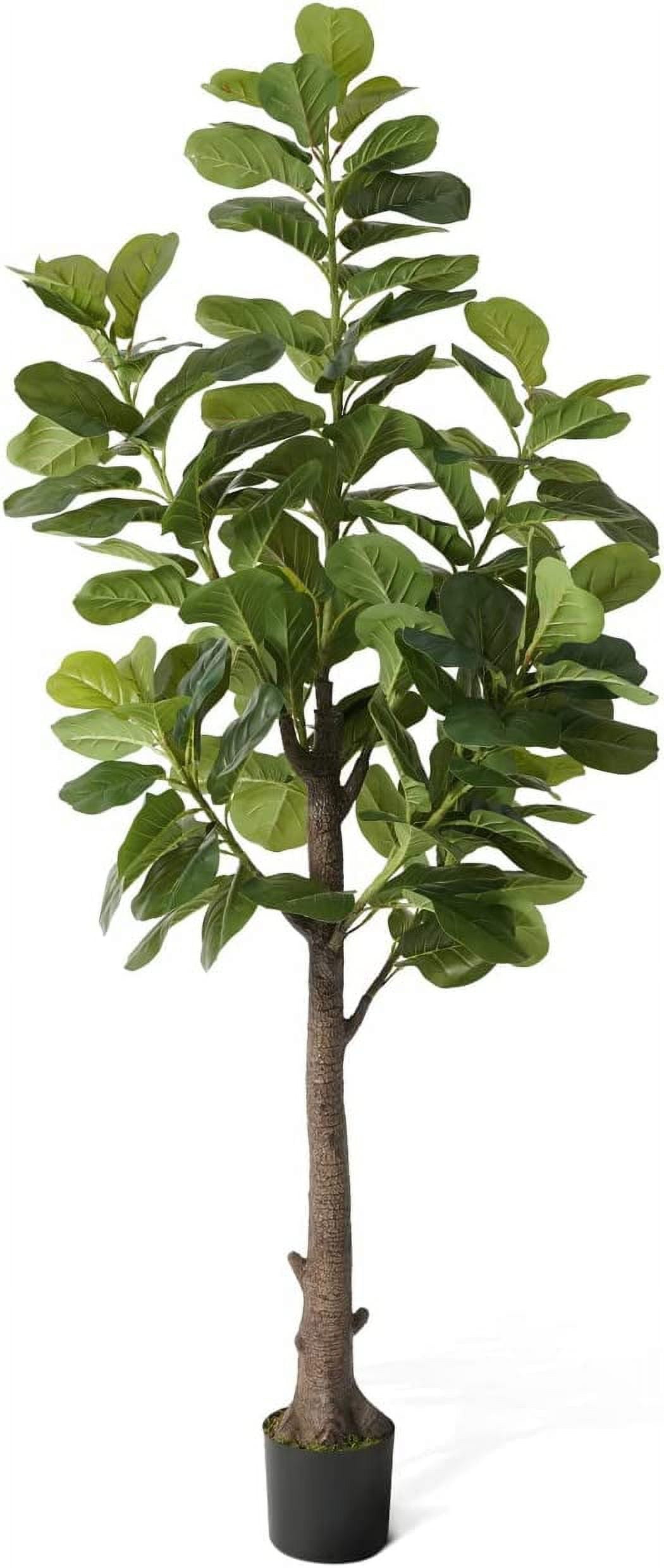 6-Foot Artificial Fiddle Leaf Fig Tree in Black Plastic Pot