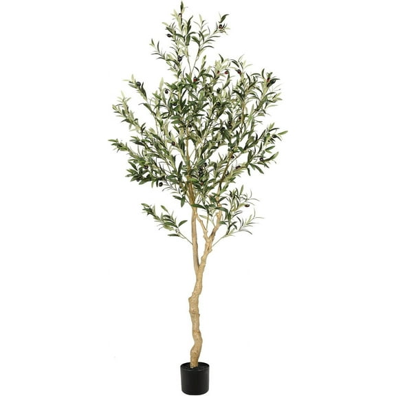 Artificial Fiddle Leaf Fig Tree 6ft Tall Fake Ficus Tree for Home Decor Faux Lyrata Plants Green Tree with Pot for Indoor Outdoor Home Office Living Room Bathroom Decor, 2Pack