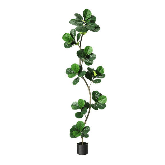 Artificial Fiddle Leaf Fig Tree 7ft, Large Faux Plant Fake Ficus lyrata Silk Trees with Pot for Indoor Outdoor House Living Room Office Home Decor