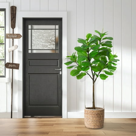 Artificial Fiddle Leaf Fig Tree with Decorative Faux Leaves, Silk Tree in Pot, Perfect for Home, Office, Living Room, Corner Indoor Decor