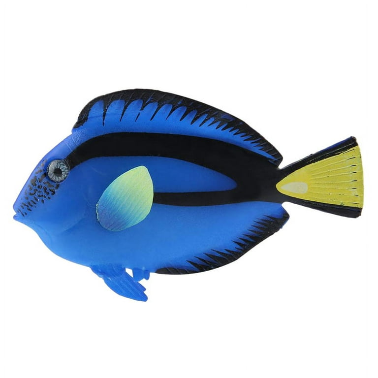 Artificial Fish Aquarium Silicone Floating Movable Fake Fish for Fish Tank, Blue