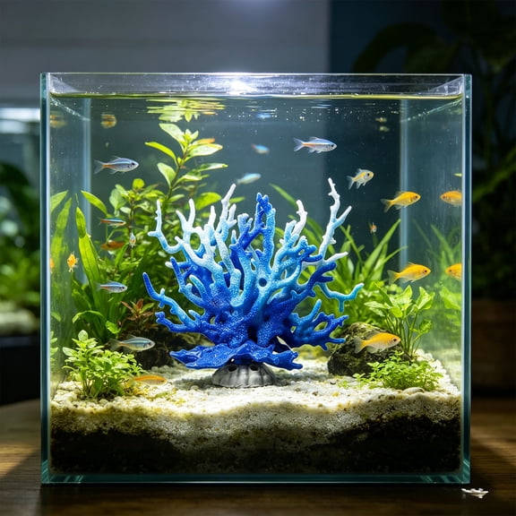 Artificial Fish Tank Corals, High Quality and Lifelike Aquarium Decoration, for Tropical Fish Tank Blue