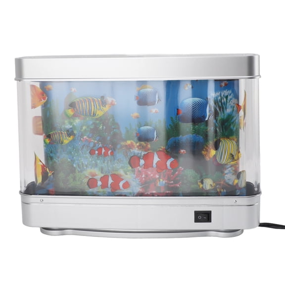 Artificial Fish Tank Night Light - 12.2 x 8.9 inches / 31 x 22.5 cm Fake Aquarium Decorative Lamp Quiet Ocean Wave Motion Illusion Visual Relaxation Accent Table Lamp for Desktop Office Bedroom Decor