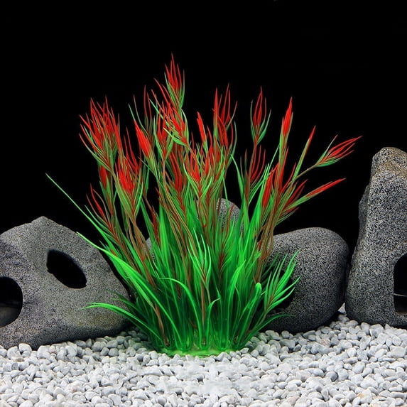 Artificial Fish Tank Plants, Aquarium Decorations, Purple Plastic Accessories(Red,1pc)