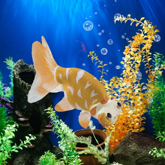 Artificial Fishes Aquarium Fountain Goldfish Plastic Fish Realistic Artificial Aquarium Fish Deco Moving Floating Goldfish Fake Fish Ornament Decorations for Aquarium Fish Tank,Gold