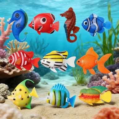 Artificial Fishes Floating Decorations for Aquarium Tank Colourful Plastic Tropical Fish Seahorse for Bubble Lamp Aquarium