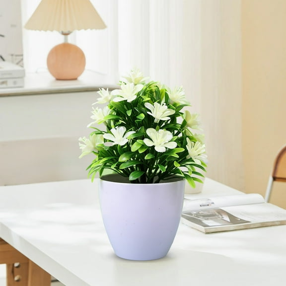 Artificial Five-Leaf Plum Potted Plant for Indoor Home Office Desk and Garden Decoration