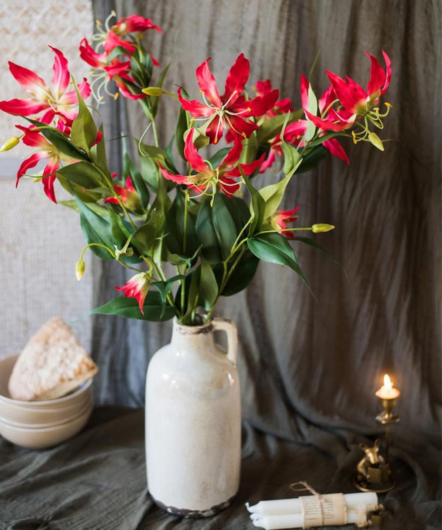 Artificial Flame Lily Flower Stem 32" Tall