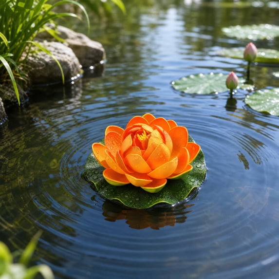 Artificial Floating Foam Lotus Flower, EVA Water Lily Pond Pool Decor Ornament Dancing Prop for Water Scene Arrangement