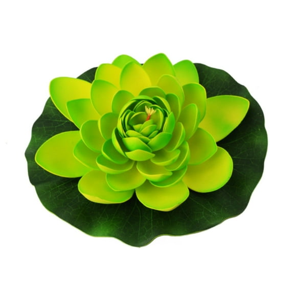 Artificial Floating Foam Lotus Flower with Water Lily Pad, Artificial Floating Flowers Plants Decoration Pond Pool Lotus Ornaments for Patio Garden Aquarium Home Party Decor (Green,1 Pack)
