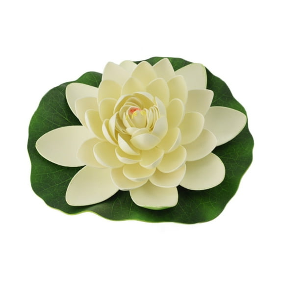 Artificial Floating Foam Lotus Flower with Water Lily Pad, Artificial Floating Flowers Plants Decoration Pond Pool Lotus Ornaments for Patio Garden Aquarium Home Party Decor (White,1 Pack)