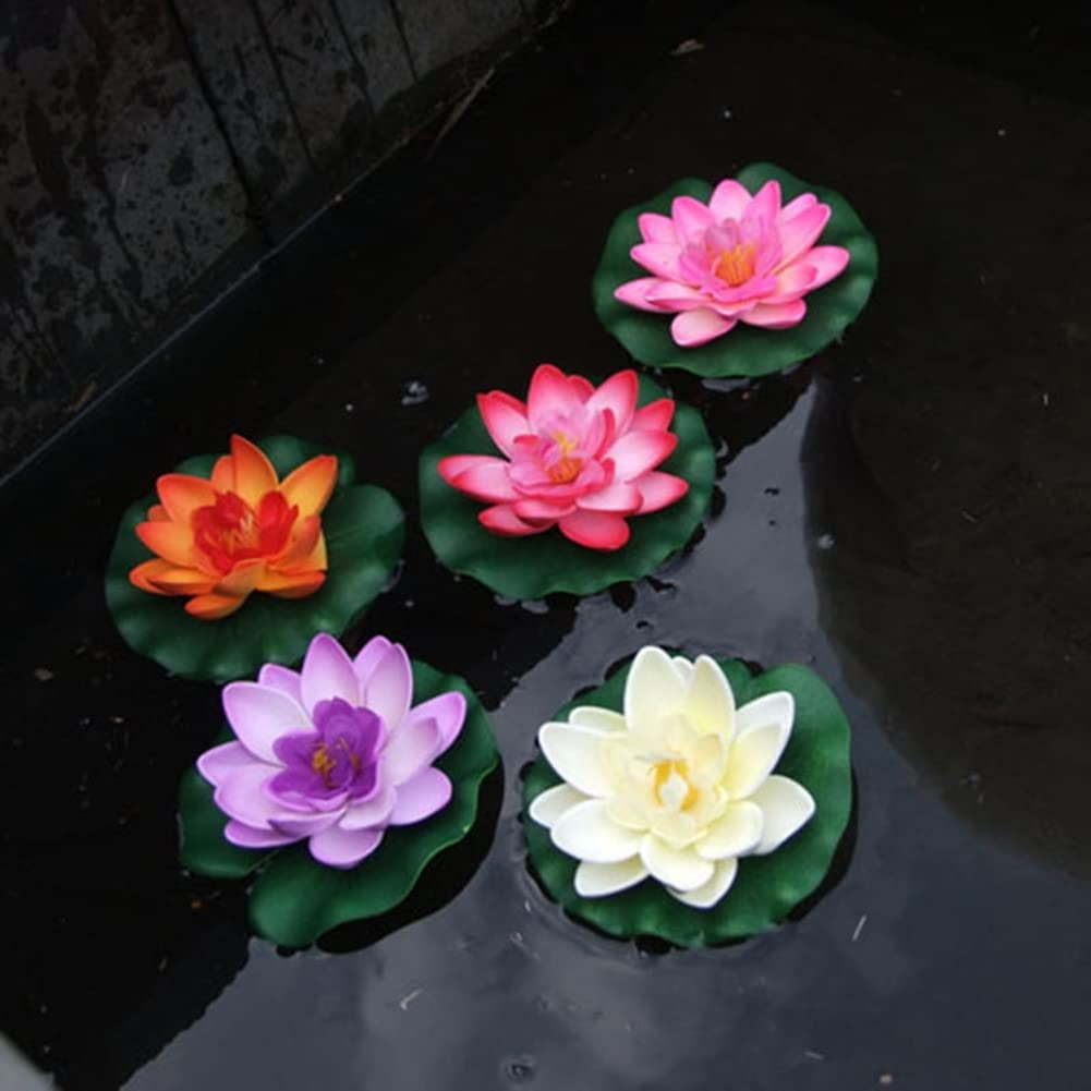 Artificial Floating Foam Lotus Flower With Water Lily Pad, Artificial