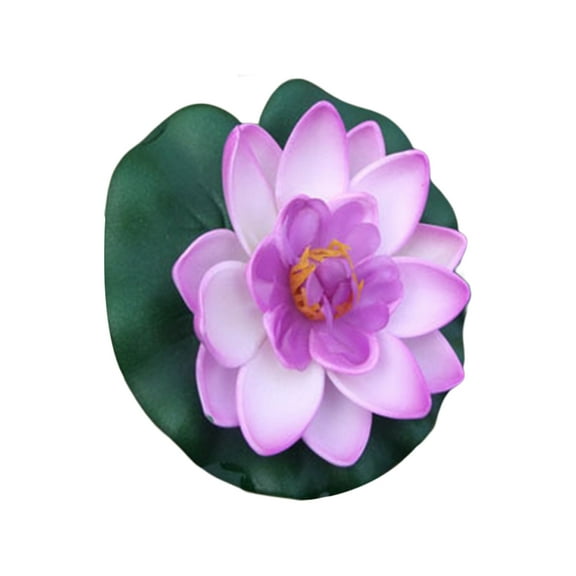 Artificial Floating Foam Lotus Flower with Water Lily Pad, Lifelike Ornanment Perfect for Home Garden Pond Decoration