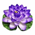 thumbnail image 1 of Artificial Floating Water Lily EVA Lotus Flower Pond Decor - 7"/18cm Purple Blue, 1 of 7