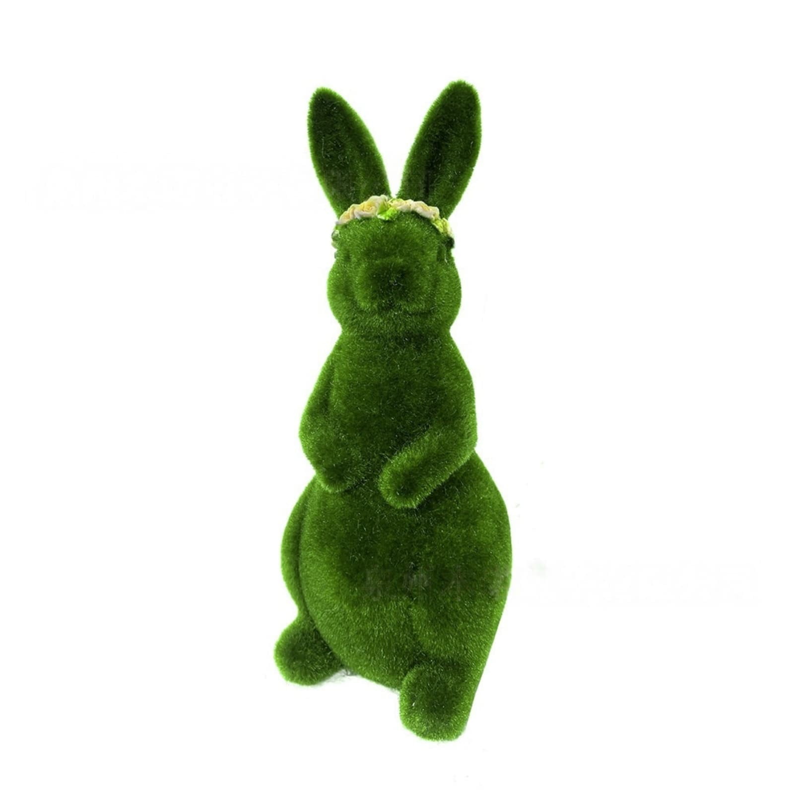 Artificial Flocked Bunny Figurines Moss Easter Bunny Ornaments, Green Moss Bunnies Statue for Easter Spring Decor, Outdoor Resin Flocked Rabbit Statue for Garden Decorations Office Party