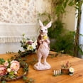 thumbnail image 1 of Artificial Flocked Bunny Standing Sculpture Easter Garden Decoration Holiday Tabletop Home Decor Green Resin Rabbit Ornament(Brown), 1 of 6