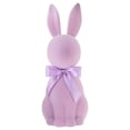 thumbnail image 1 of Artificial Flocked Easter Bunny Figurine - Easter Rabbit Statue with Satin Bow | Decorative Tabletop Accents for Spring & Holiday Celebrations, 1 of 6