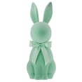 thumbnail image 1 of Artificial Flocked Easter Bunny Figurine - Easter Rabbit Statue with Satin Bow | Decorative Tabletop Accents for Spring & Holiday Celebrations, 1 of 6