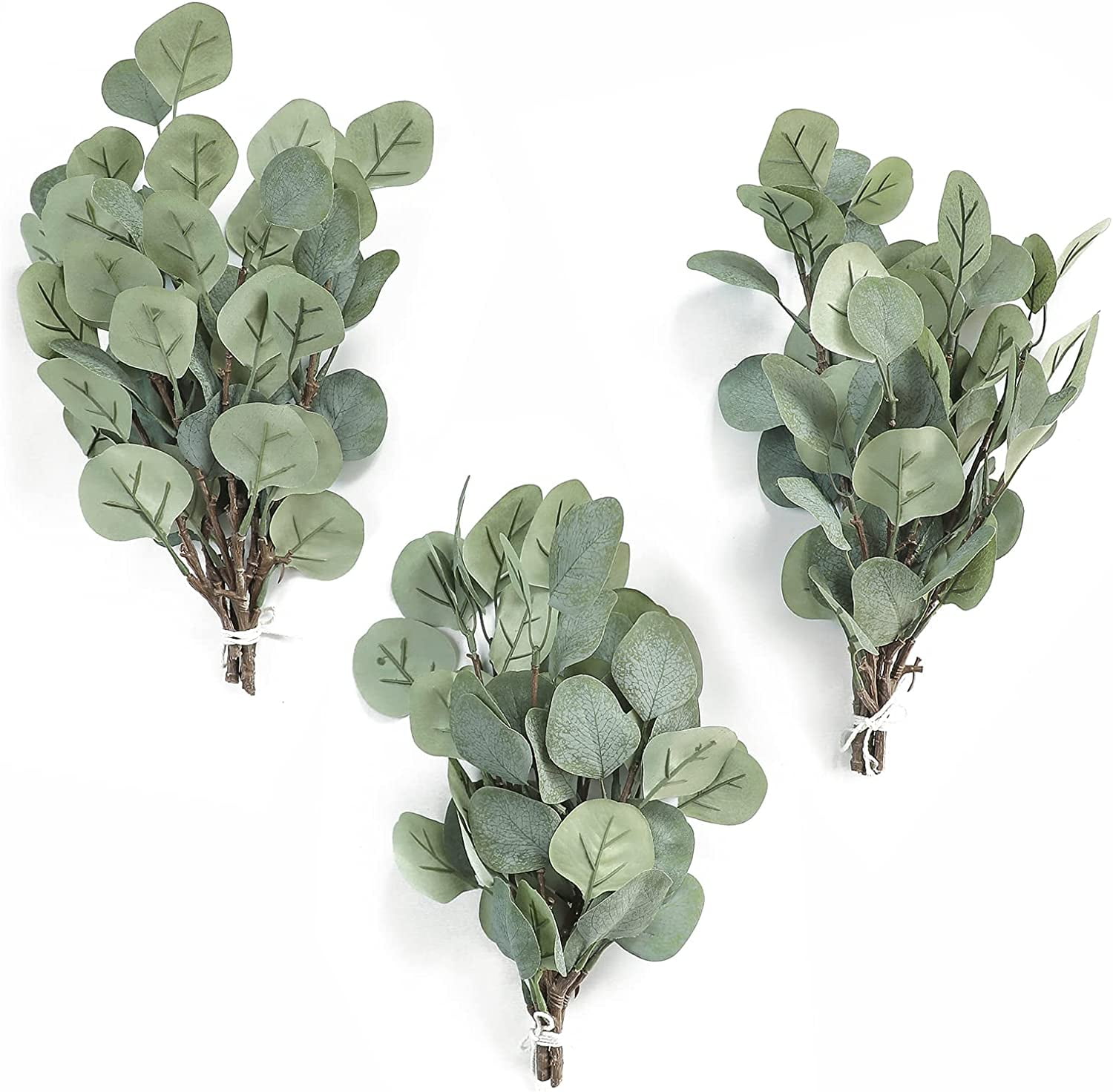 Artificial Flocked Eucalyptus Stems Faux Greenery Spray, 18pcs Best Filler Fake Plants for DIY Wedding Bouquet Centerpieces Arrangement