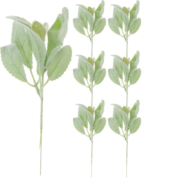 Artificial Flocked Lamb's Ear Greenery Stems, 6PCS Realistic Faux Lambs Ear Branches for Vase Filler, Wedding Bouquet, DIY Wreath, Centerpiece and Home Decor, Approx. 16 Inches