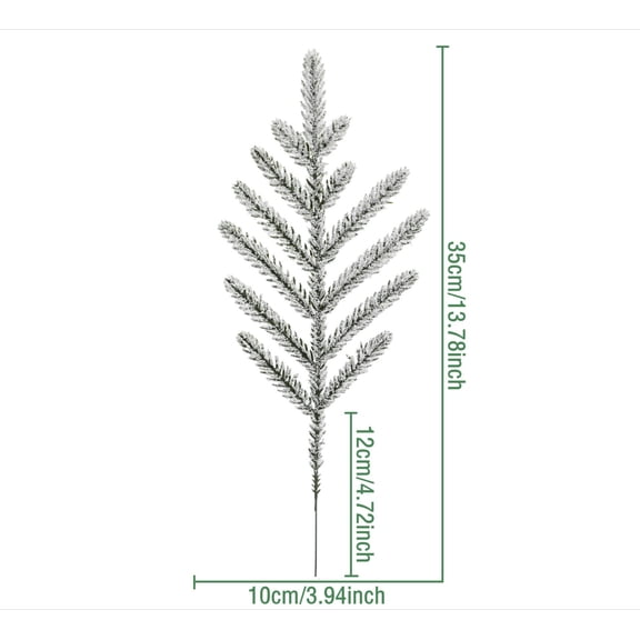 Artificial Flocked Pine Picks, Snow Covered Evergreen Pine Branches, Bendable Christmas Greenery Stems for Wreath Vase Mantel Xmas Decor