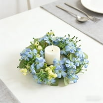 Artificial Floral Candle Ring Wreath for Wedding Table Centerpiece Party Home Door Decoration, 1 Piece