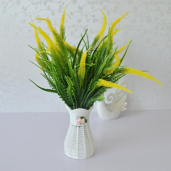 Artificial Floral Stems, 4Pc Yellow 19 Inch Faux Foxtail Grass Artificial Flowers, Fake Grass Decor for Indoor and Outdoor Use, Faux Greenery for Vase Arrangements, Uv Resistant