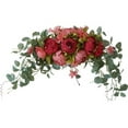 thumbnail image 1 of Artificial Floral Swag 30 Inch Handmade Flower Swag With Green Leaves, High-Grade Silk Cloth Material Fine Detail Looks Like Real Flowers And Leaves Simulation Rose Peony Daisy, 1 of 1