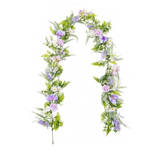 Artificial Floral Vine Garland Spring & Easter Decorations, 68" Bendable Plastic Flower Rattan with Pastel Blooms for Front Door, Mantel & Indoor/Outdoor Decor