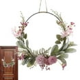 thumbnail image 1 of Artificial Floral Wreath for Front Door - 16.4 Inch Floral Hoop Wreath with Green Leaves and Flowers, for Spring Wall, Window, and Home Hanging Decorations, Ideal for Wedding, 1 of 5