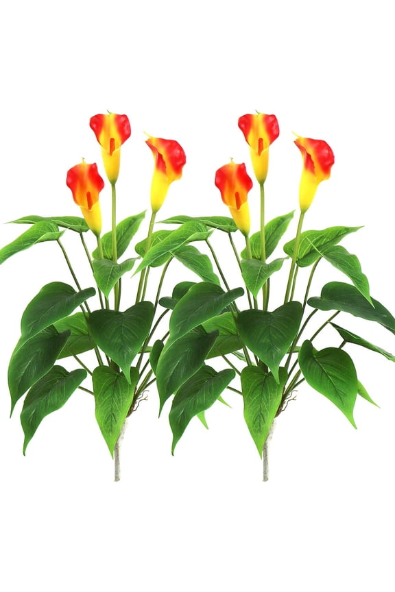 Artificial Flower 17 inches Calla Lily Silk Plant Fake Bonsai Flowers Greenery Plants for Indoor Outdoor Home Office Bedroom Table Centerpieces Party Decoration 2 Pack (Purple, 2)