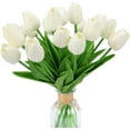 thumbnail image 1 of Artificial Flower,18pcs,13.5",Fake Tulips Faux White Flowers,Real Touch Tulip PU Fake Flowers,Spring Home Wedding Bouquet,Centerpiece Decoration Floral Arrangement, 1 of 4