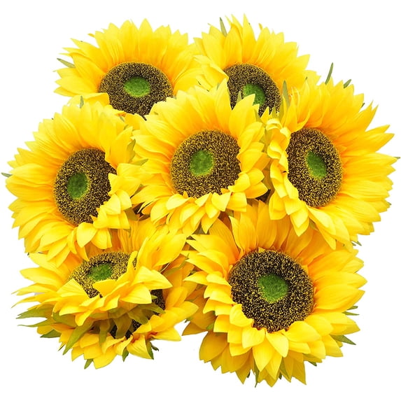 Artificial Flower 18pcs Three Different Sizes of Silk Sunflower Heads Real Looking Fake Sunflower for Hat Trim Cake Flower Home Décor Flower Wall Fence Wreath Wedding Baby Shower(Yellow)
