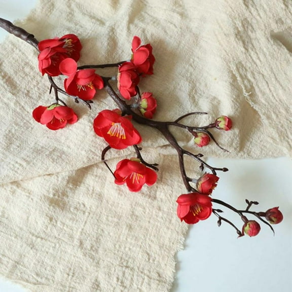 Artificial Flower 1pc Stem Silk Plum Blossom Faux Japanese Apricot Fake Chinese Plum Flower for Home Décor Housewarming Centerpiece Reception Hotel Restaurant