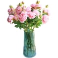 thumbnail image 1 of Artificial Flower 8pcs 24'' Silk Peony Long Stem with 2 Blossoms and 1 Bud Faux Flower for Wedding Bridal Bouquet Bridesmaid Home Décor Office Baby Shower Centerpiece(Creamy White), 1 of 5