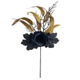 thumbnail image 1 of Artificial Flower Arrangement - Black Roses & Pumpkins with Vase - Halloween Table Centerpiece - Fall Decor, 1 of 9